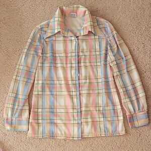 VTG* Plaid Women's Button-down in Pastel Colors